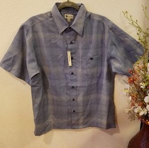 🛍Hagger Clothing Plaid Button Collar Shirt Sz Med